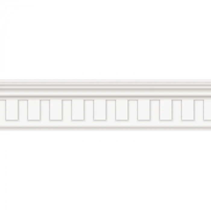 White decorative cornice molding on a white background