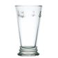 Clear glass with bee designs on a white background
