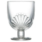 Clear glass with shell design on a white background