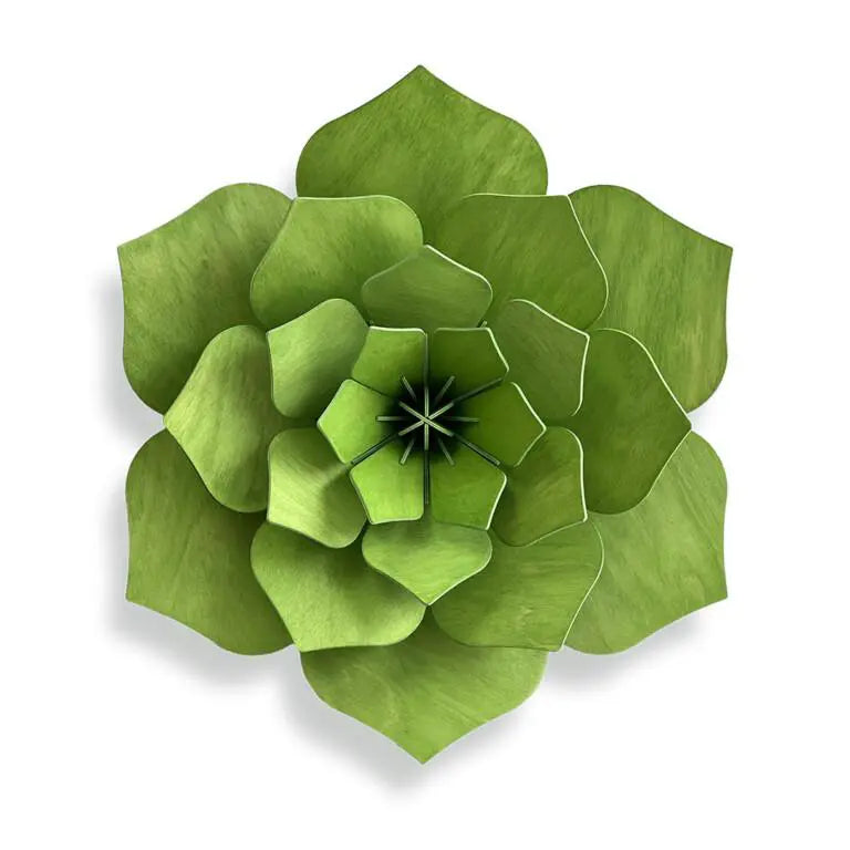 Green paper flower on a white background