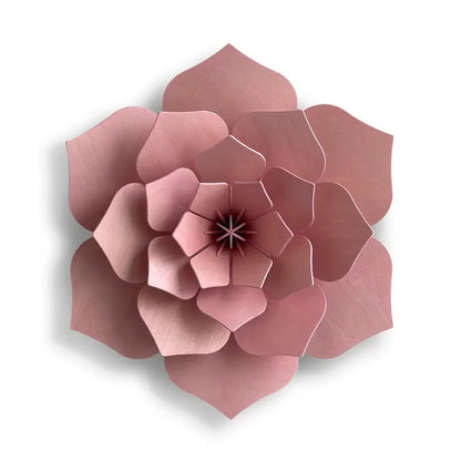 Pink wooden  flower wall decoration on a white background