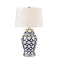 Blue and white pattterned jar lamp
