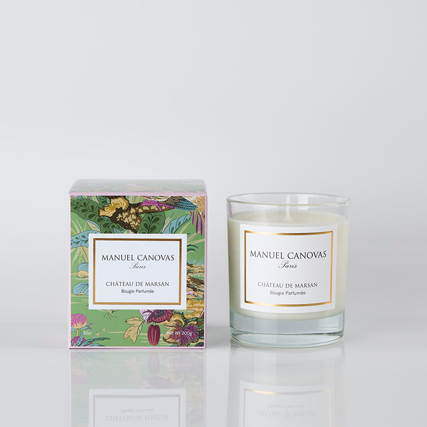 Manuel Canovas candle and packaging on a white background