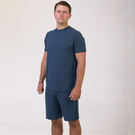 mens bamboo pymamas in navy blue