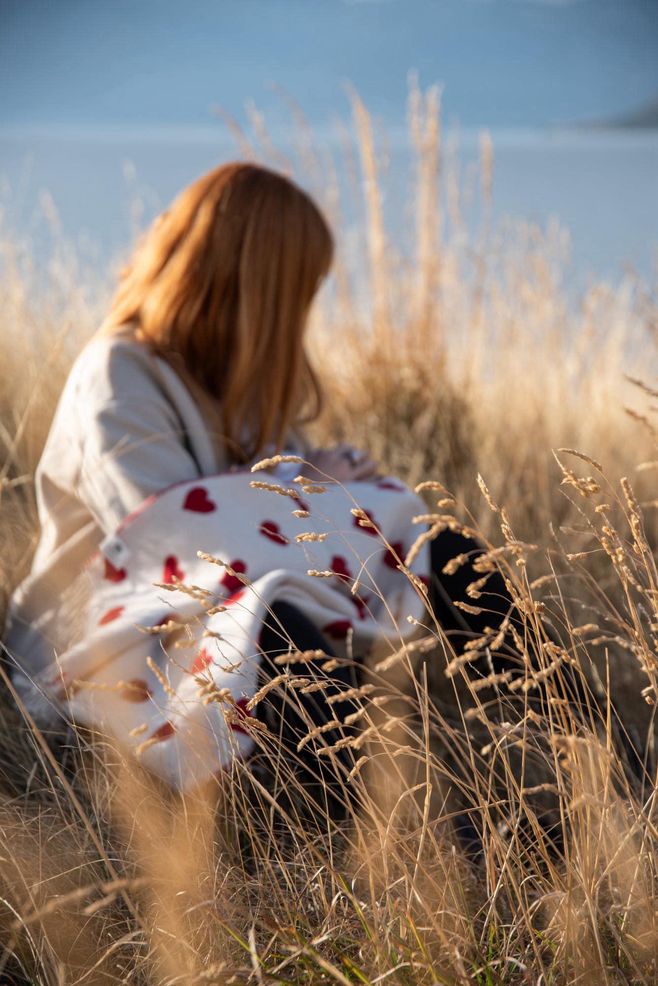 Baby Merino Blanket - Red & White Hearts