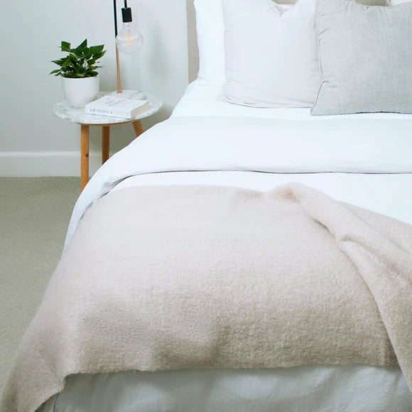 Luxury Mohair Throw - Almond