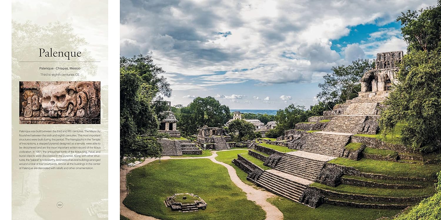 Mayan ruins with a clear sky and greenery