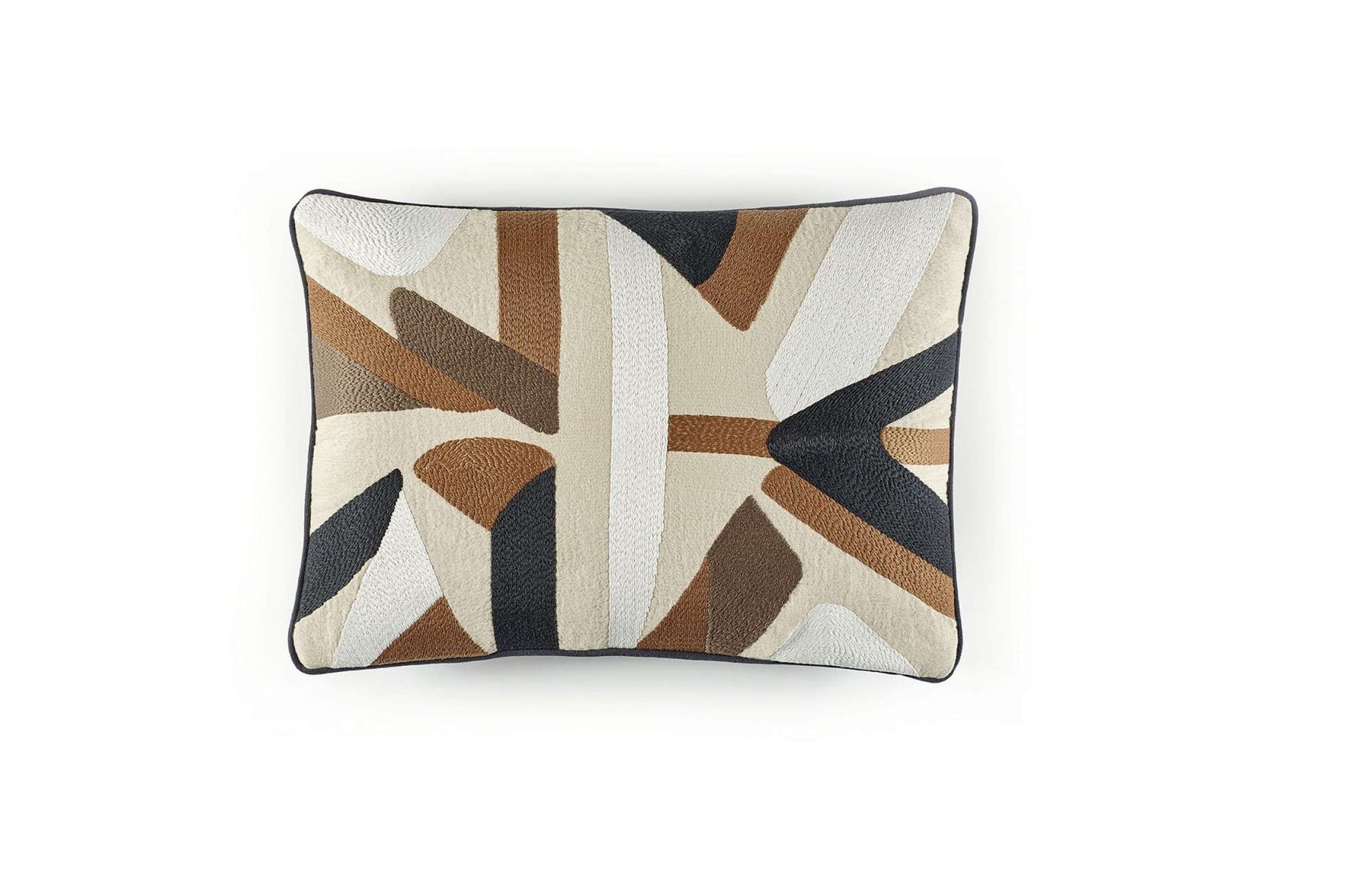 Decorative pillow with a geometric pattern on a white background