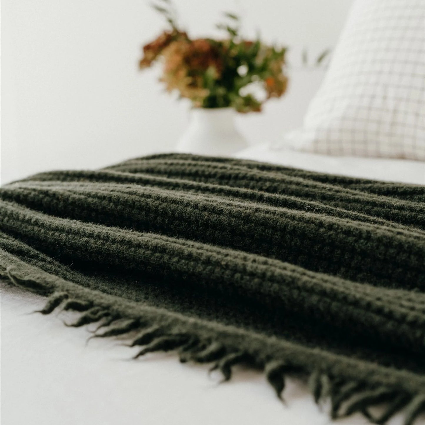 Ribbed NZ Wool Throw Blanket