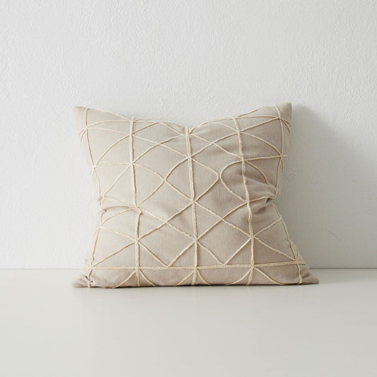 geometric patterned square cushion in cream
