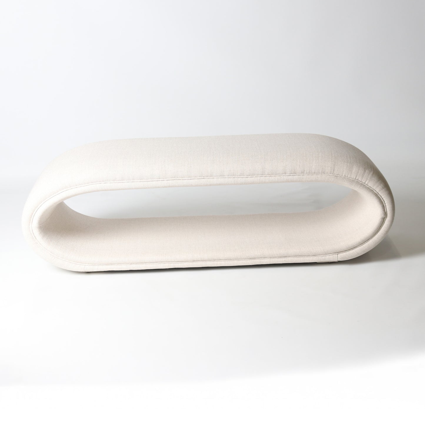 open oval bench in ivory