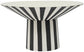 Black and white striped table on a white background