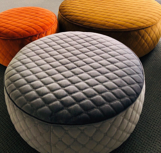 Peluche Round Velvet Ottoman