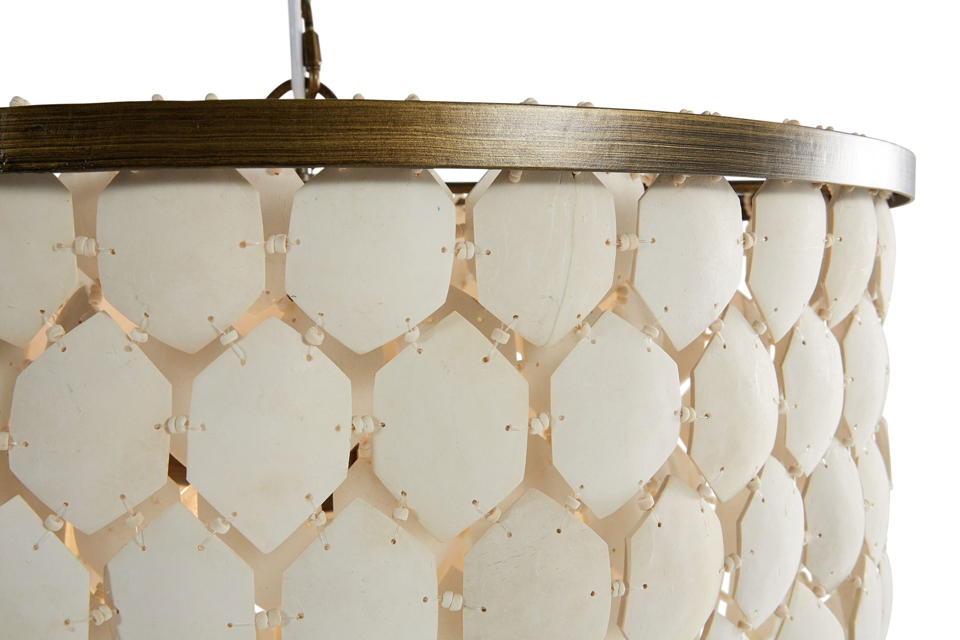 Close-up of a decorative chandelier with geometric pattern