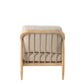 Wooden crib with beige mattress on a white background