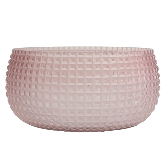 pink textured glass bowl