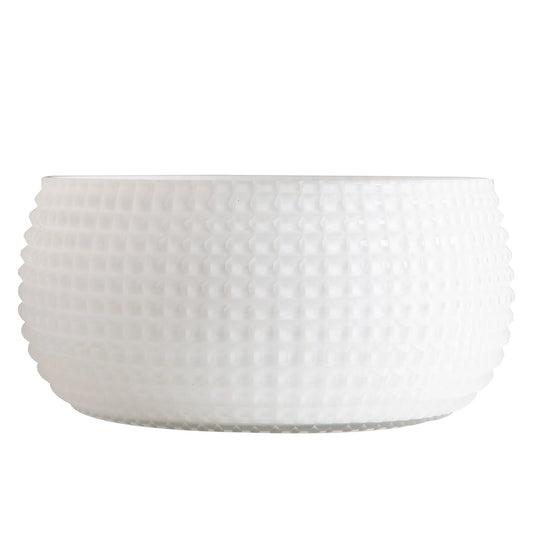 white textured glass bowl