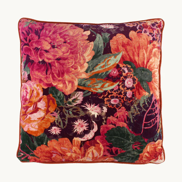 Rose and Peony Wild Plum Velvet - Sanderson Fabric
