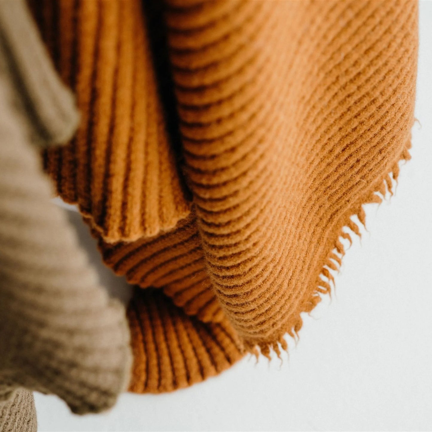 Ribbed NZ Wool Throw Blanket