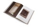 Open book with interior design images on a white background
