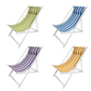 Four colorful striped deck chairs on a white background