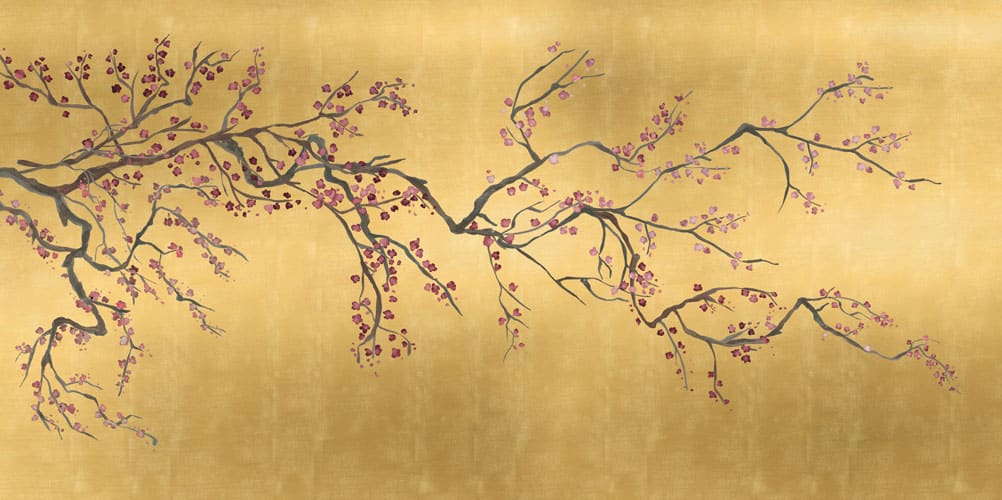 Takeda Cherry Blossom Wallpaper Mural - Metallic