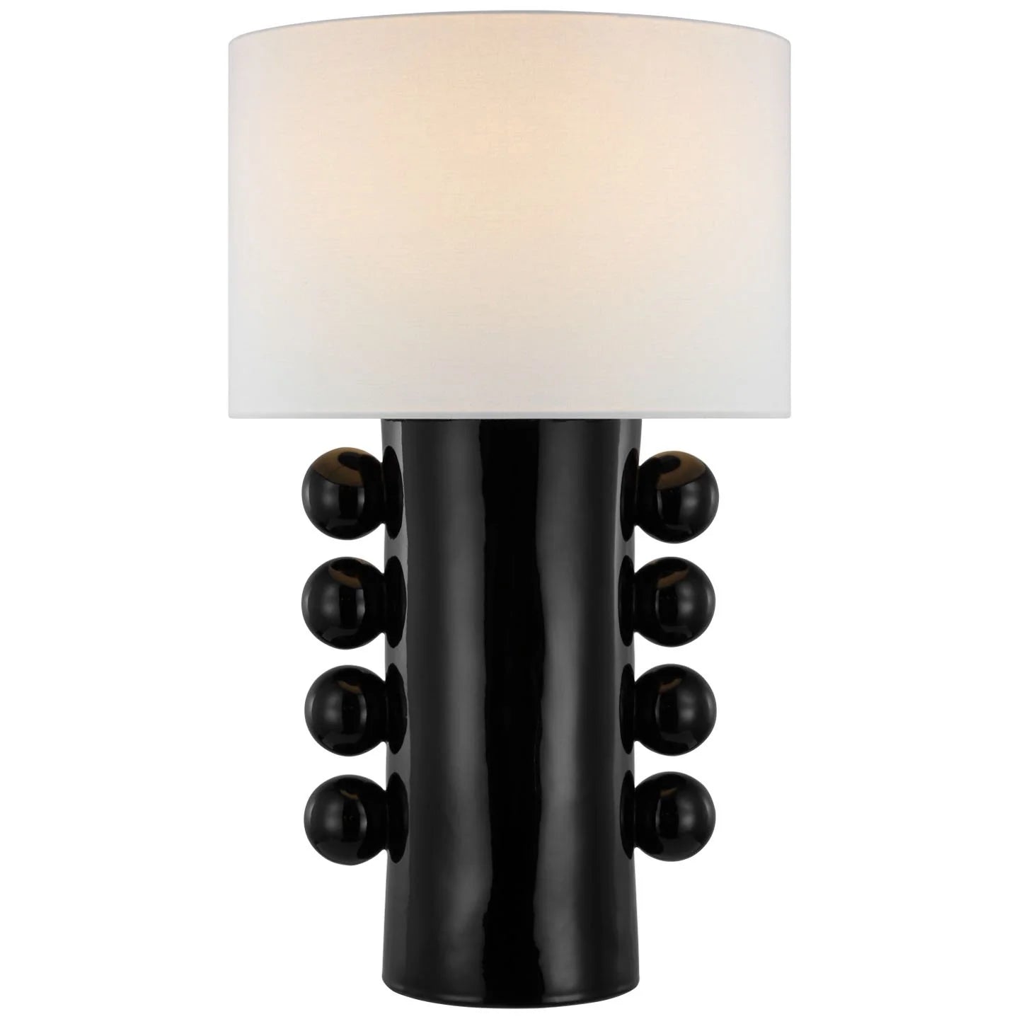 Tiglia table lamp with black base and 8 spherical orbs along the side