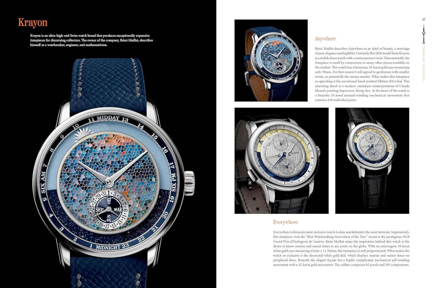 Advertisement for a luxury watch with detailed design and brand name 'Krayon'.
