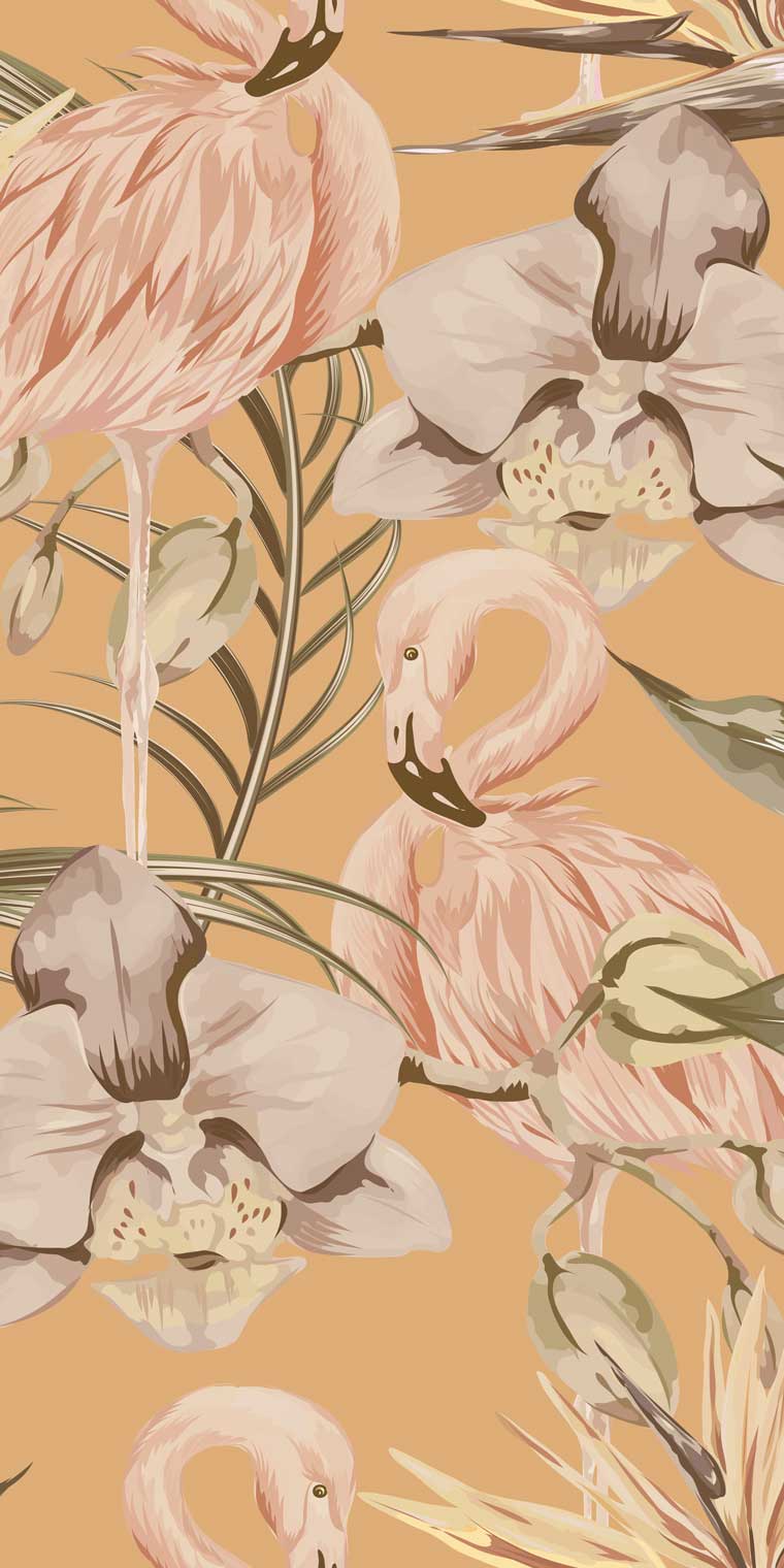 Tropical Shore Flamingo Wallpaper Mural
