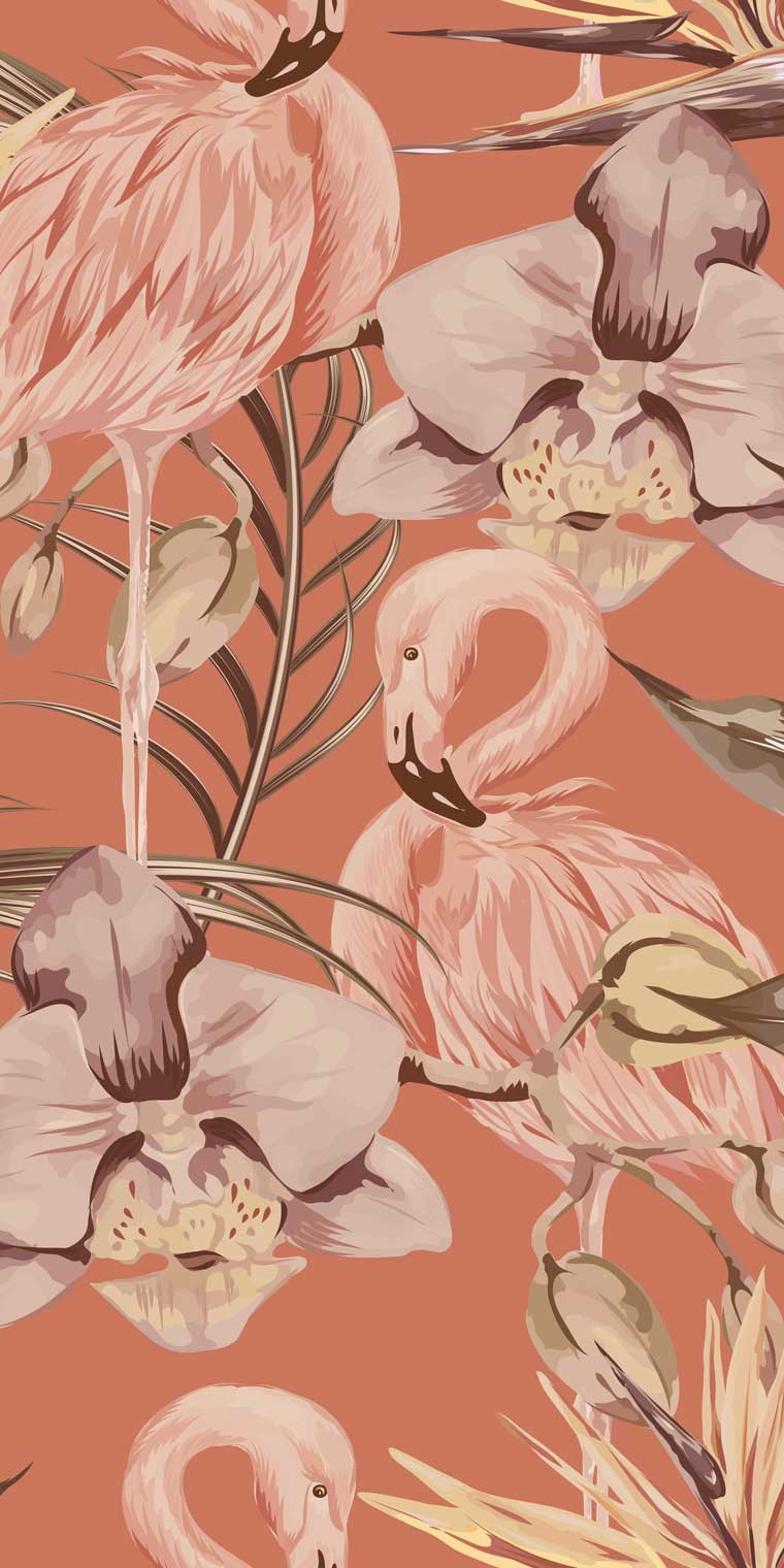 Tropical Shore Flamingo Wallpaper Mural