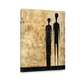 two black silhouettes male and female on cream, gold beige background