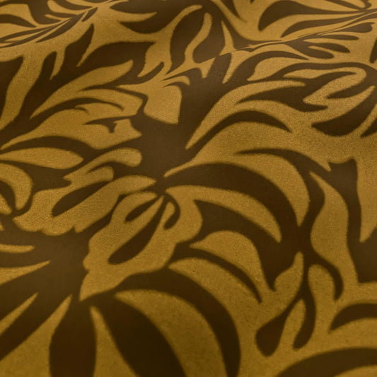 Brown fabric with black leaf pattern