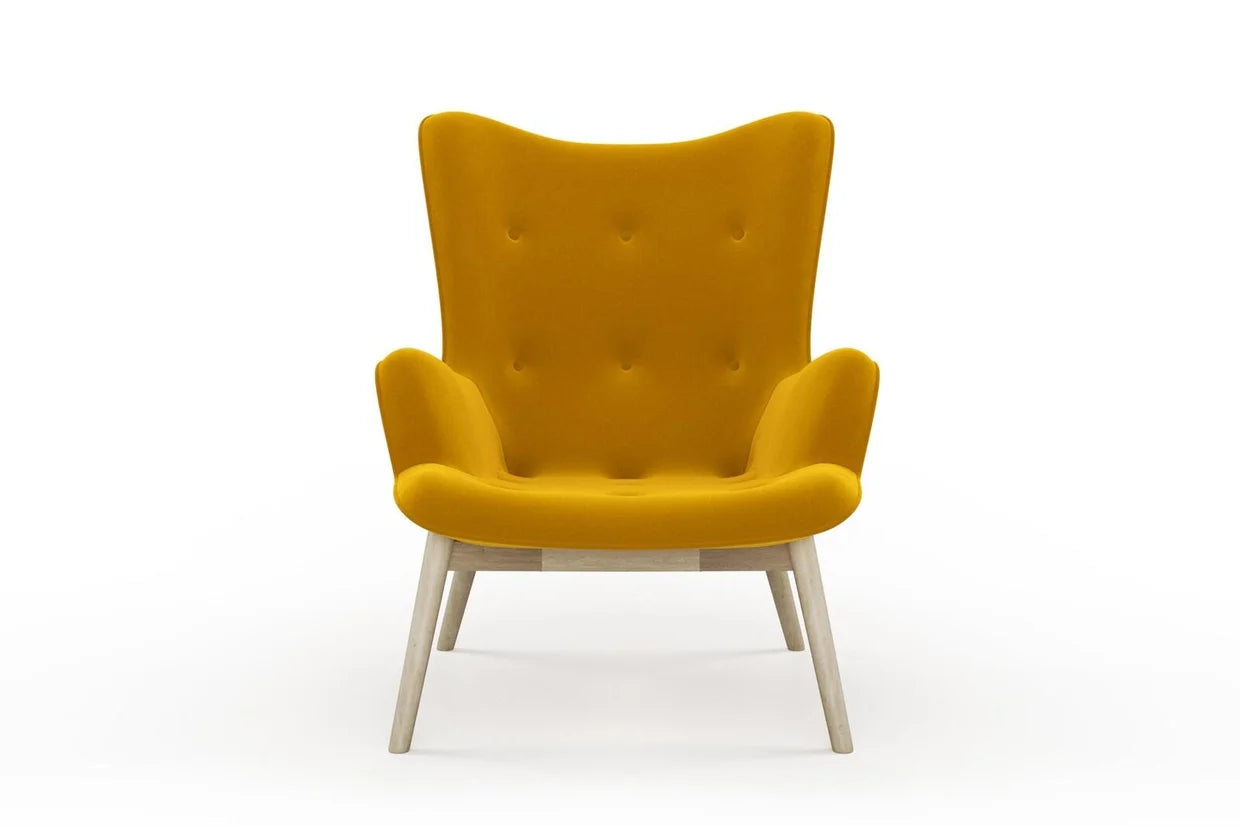 Yellow armchair on a white background
