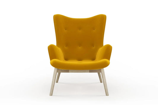 Yellow armchair on a white background