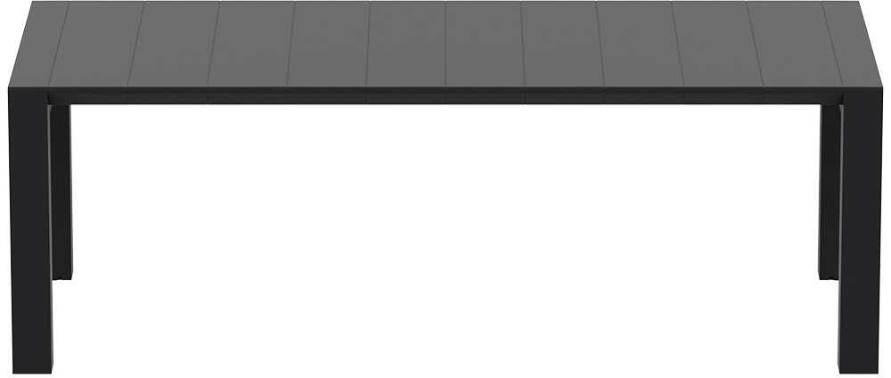 Black rectangular table on a white background