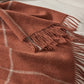 Warm earthy toned large check throw with fringe