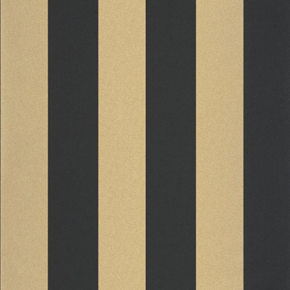 A close-up of a striped wallpaper or pattern with alternating vertical bands of dark charcoal gray and warm tan/beige.