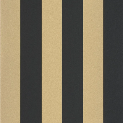 A close-up of a striped wallpaper or pattern with alternating vertical bands of dark charcoal gray and warm tan/beige.