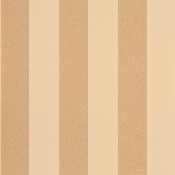 Vertical striped wallpaper pattern featuring alternating stripes of warm tan and light cream.