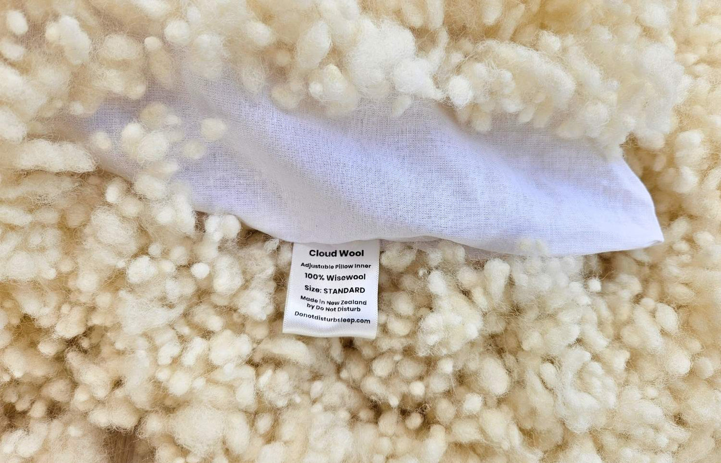 Pure wool and Cloud Wool pillow label