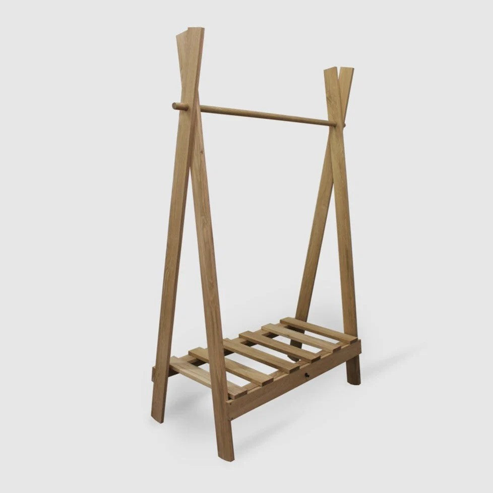 Oak Wooden Clothes Rack - with shoe shelf – My Sanctuary NZ & AU