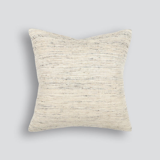 silk and cotton textured blend square cushion in  a plain beige