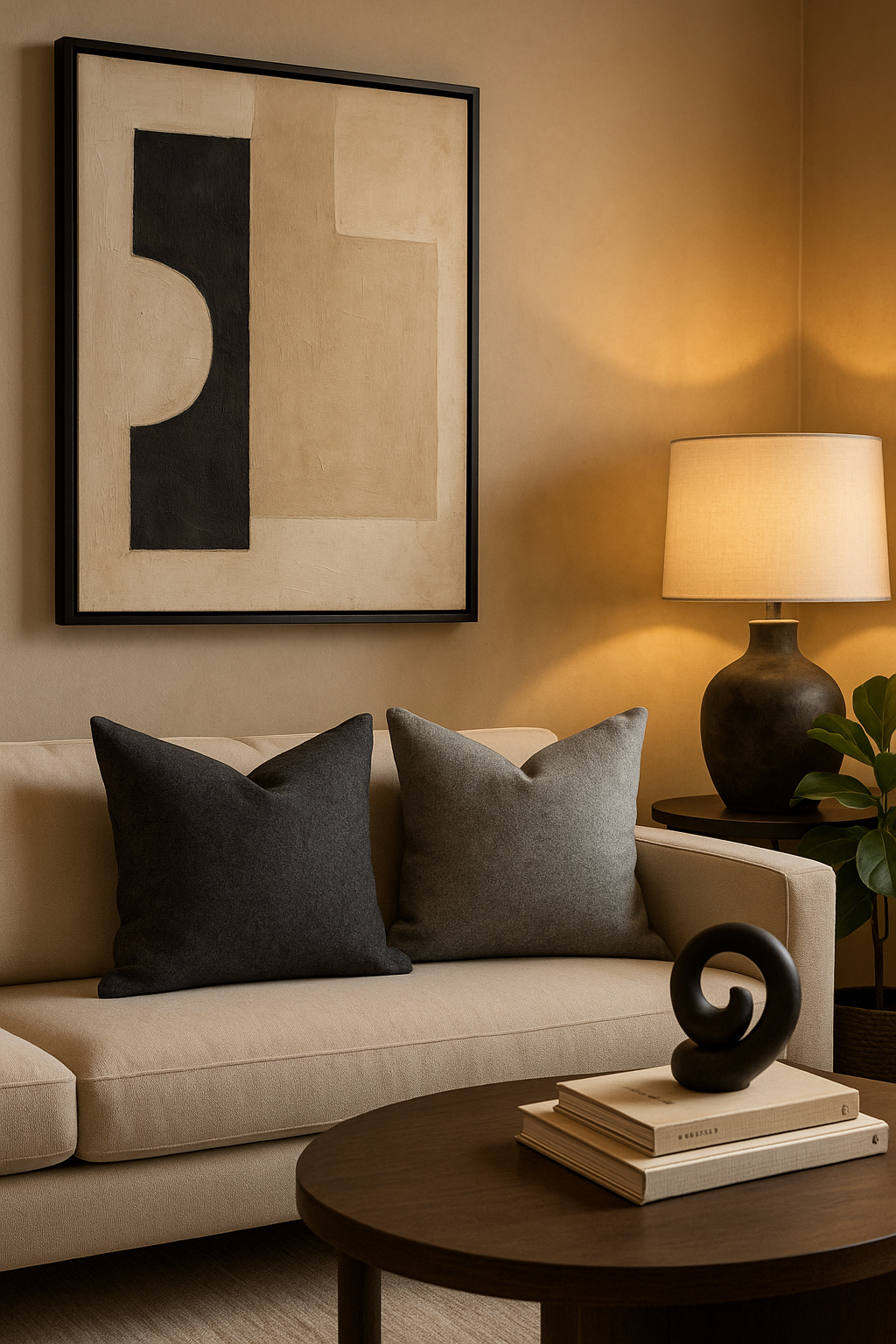 Contemporary lounge featuring your alpaca wool cushions