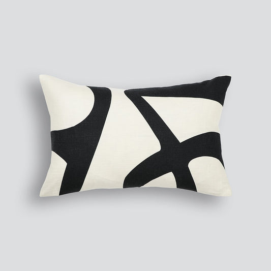 bold graphic rectangle cushion on black and white