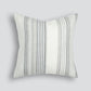 Square Clooney cushion with white background and grey, white and charcoal stripes in varying widths