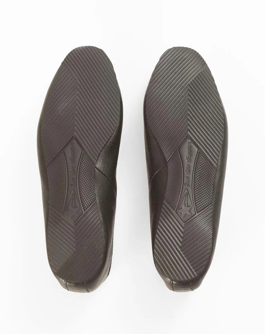 Classic Black Leather Tassel Slippers - Women