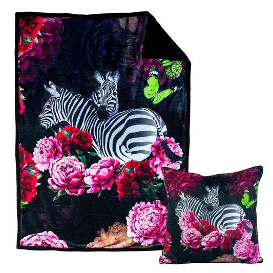 Zebra Rose Cushion and Throw - Victoria Jane
