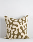 Forbici cushion from the Mulberi Baya collectoin, olive and ecru leaf pattern