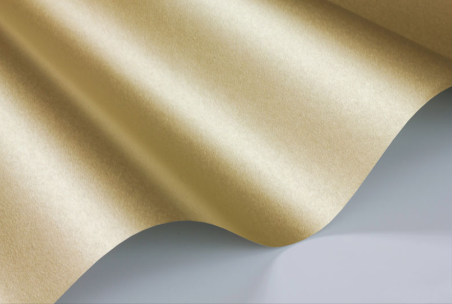 Close-up of gold metallic wallpaper
