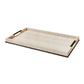 Beige tray with brown accents on a white background